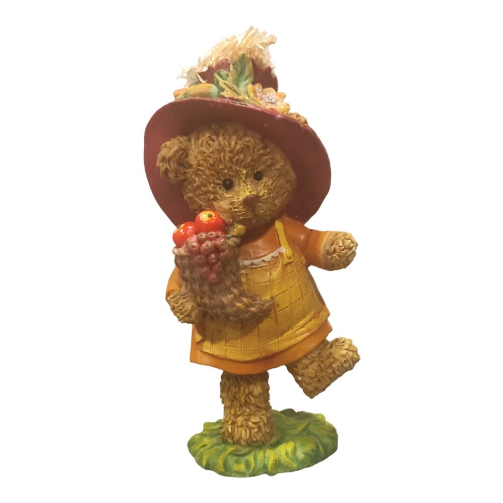 Teddy Bear Figurine Bobble Scarecrow Fall/Autumn/Thanksgiving Decoration